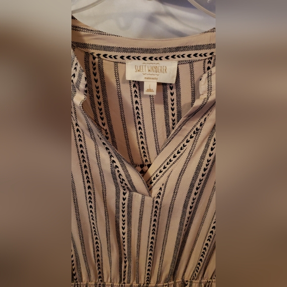 Womens Sweet Wanderer Maternity Beige and Blacked Lined Dress Stretch Size L - Picture 6 of 13